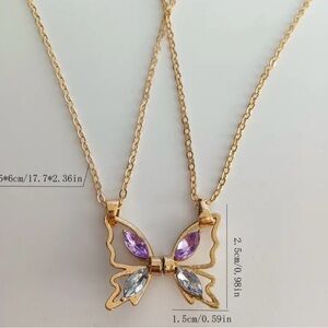 Set Of 2 Magnet Butterfly Necklaces